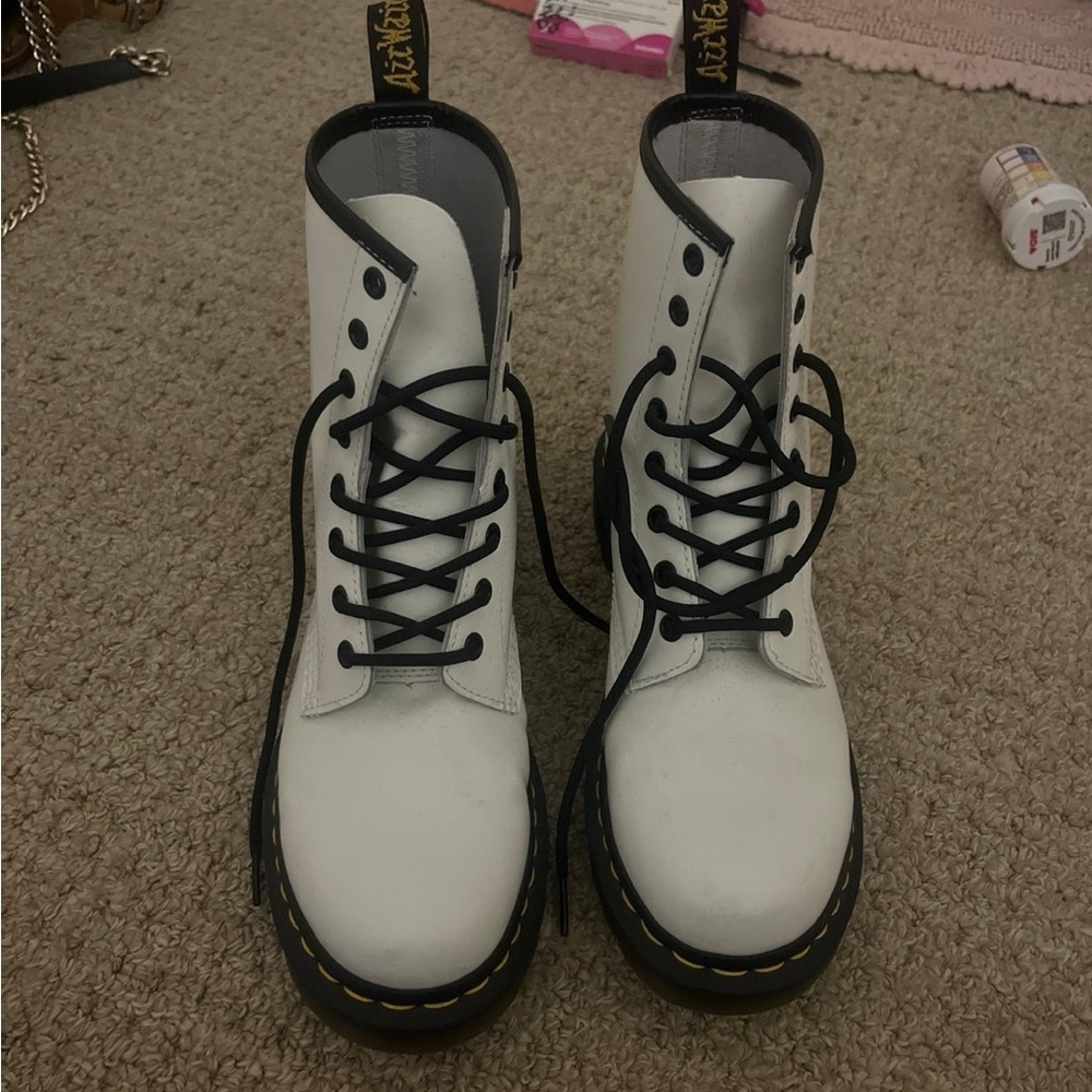 Dr. Martens White Leather Boots
